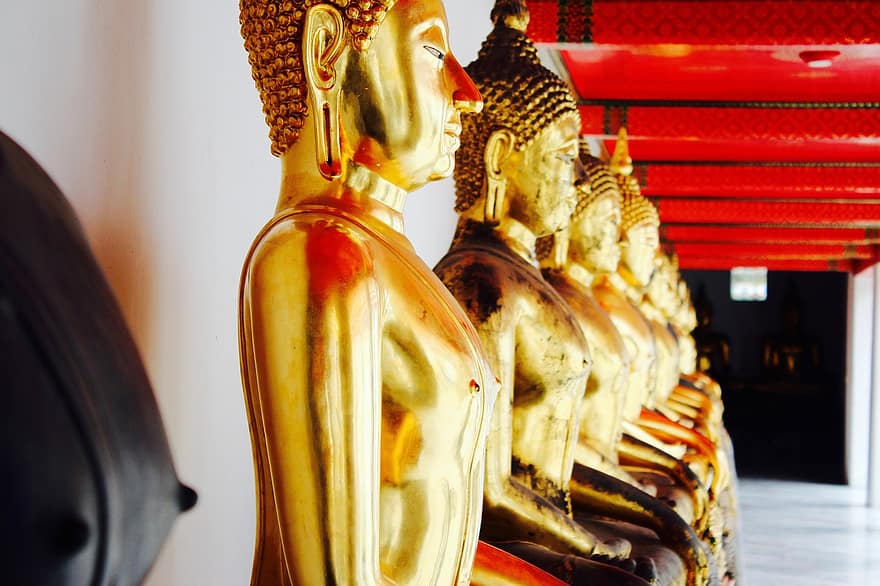 Bangkok, Buda, ouro, meditação, budismo, tailândia, Ásia, templo, sudeste, comer, Buda tailandês