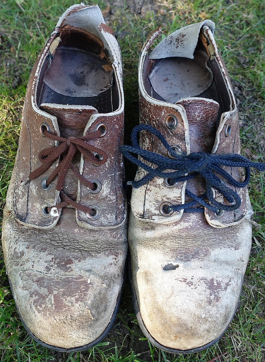 werkschoenen, oude schoenen, 38 jaar, Oud schoeisel