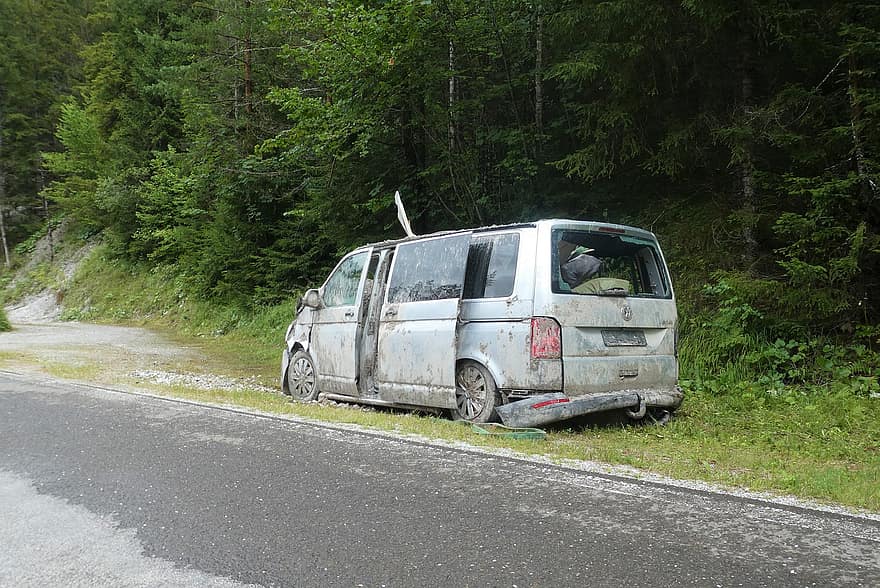 Gravel Avalanche, Vehicle, Leave, At The Side Of The Road, Scrap, Old, Collision, Stone Guard, car, transportation, speed