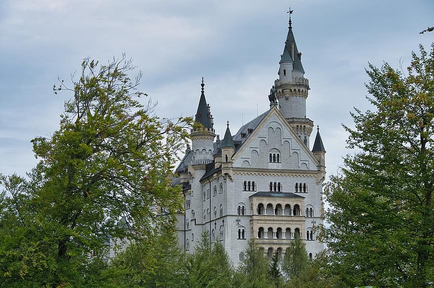 Château, palais, bâtiment, les tours, architecture, des arbres, Conte de fée