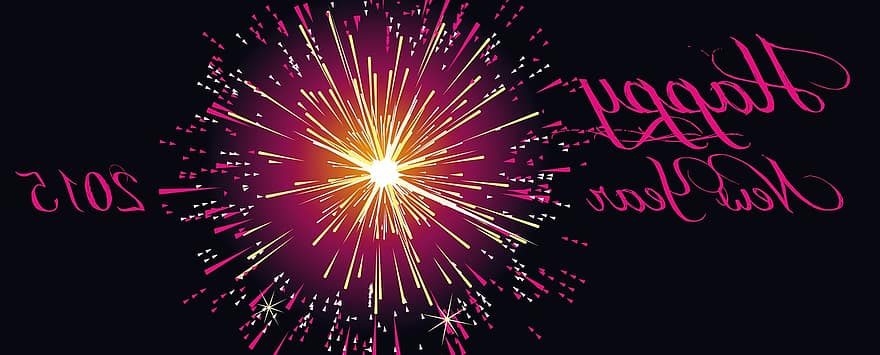 cap d'any, dia d'Any Nou, 2015, canvi d’any, focs artificials, mitjanit, benvinguda, nou començament, vermell