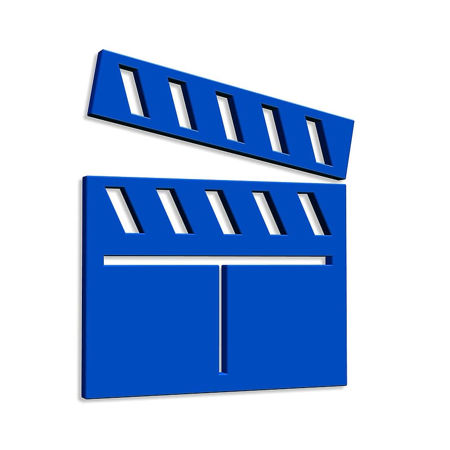 Icon, Blue, Filmklappe, Hatch Synchronously, Flap, Film, Synchronization, Cut, Filming, Recording, Image