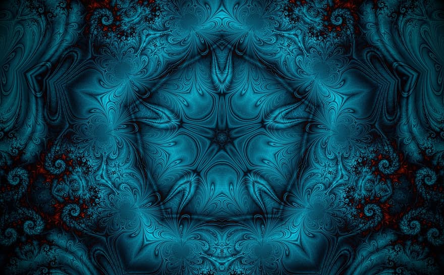 розочка, мандала, калейдоскоп, синий фон, синие обои, орнамент, обои на стену, оформление, декоративный, симметричный, текстура