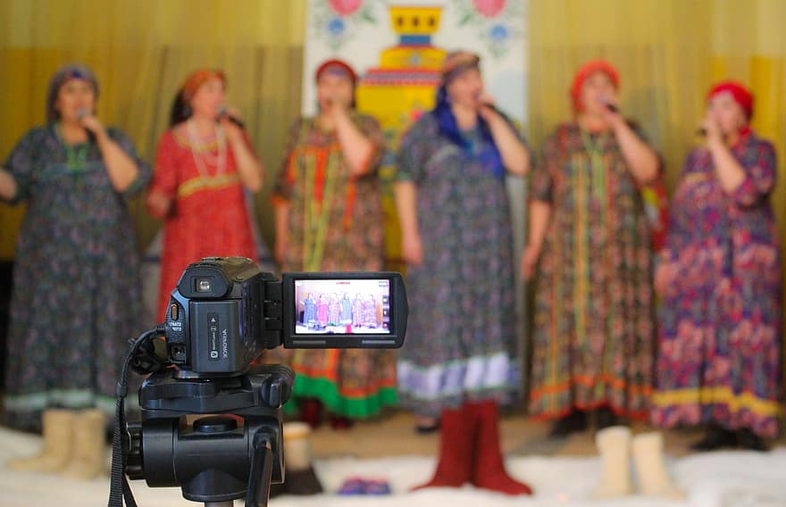 koncert, muzyka, folklor, kobiety, wideo, Sztuka ludowa, Kultura, Rosja, Kultura ludowa, piosenka, sukienka