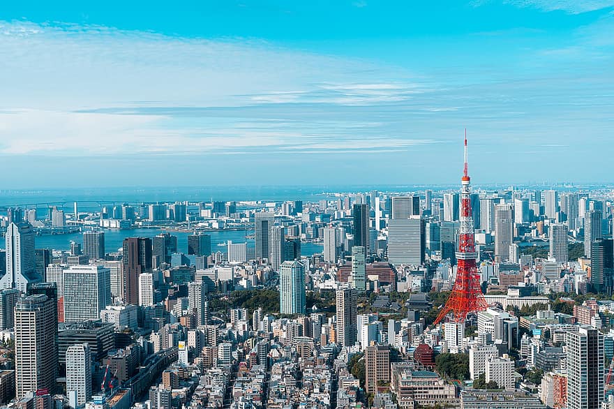 башта Токіо, токіо, Японія, вежа, міський пейзаж, горизонт, хмарочосів, архітектура, будівель, місто, міський