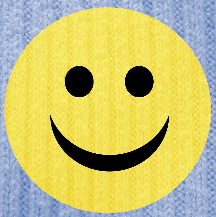Wool, Fabric, Texture, Smiley, Blue, Sky, Background, Happy, Knit, Knitted, Knitting