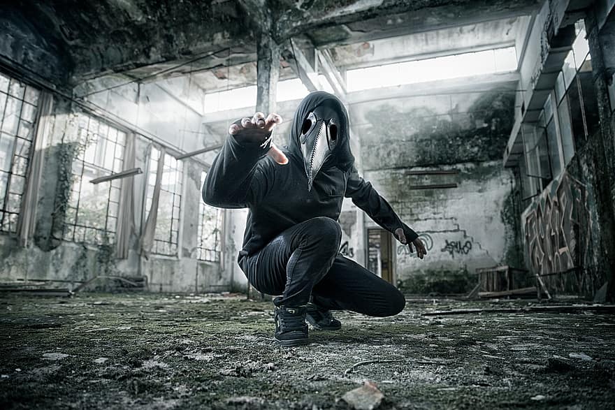 Mask, Man, Anonymous, Abandoned, Building, Ruins, Dilapidated, Abandoned Building, Masked Man, Anonymous Man, Mysterious