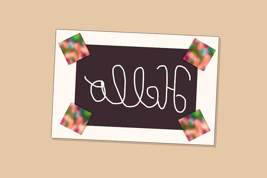 Sign, Text, Hello, Greeting, Hi, Tag, Label, Banner, Card, Frame, Simple