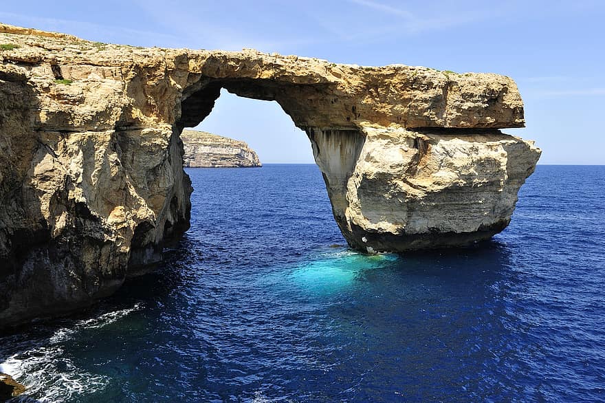 ventana azul, Ventana Dwejra, arco natural, mar, Malta, naturaleza, gozo