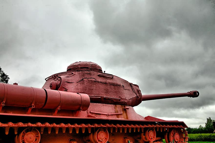 zbiornik, radziecki, wojna, broń, chmury, historyczny