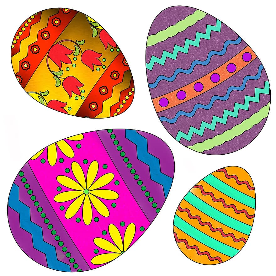 Easter, Eggs, Colourful, Pattern, Floral