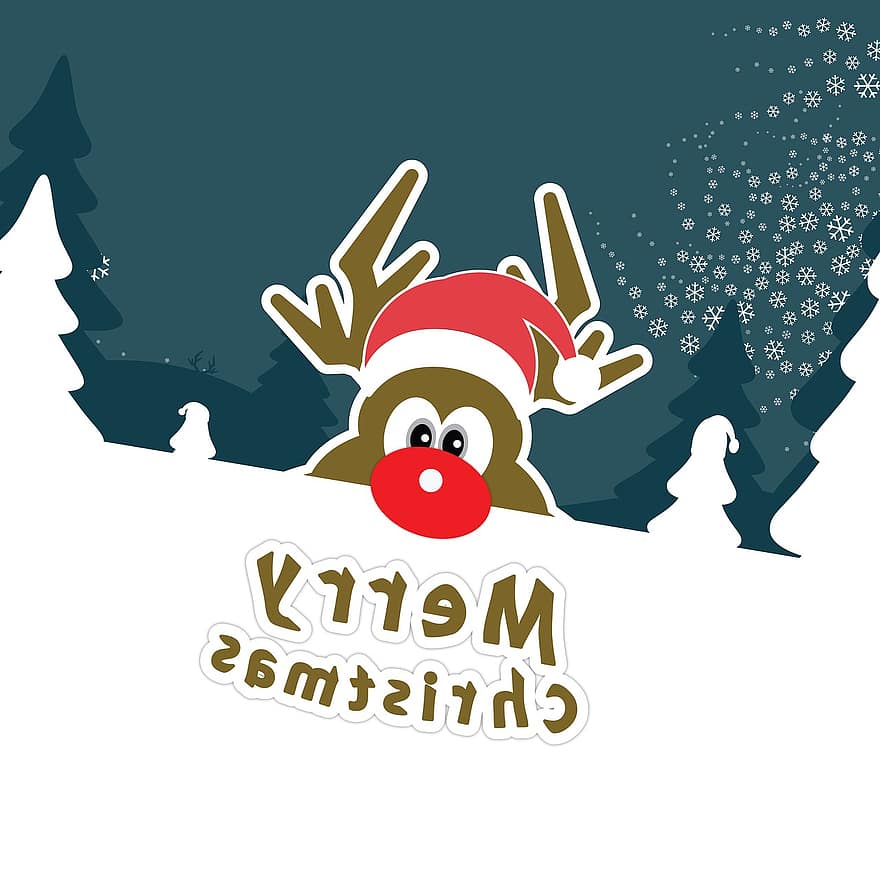buon Natale, Natale, renna, saluti, stagione di natale, nuovo anno, viso, i fiocchi di neve, la neve, santa cap, festivo