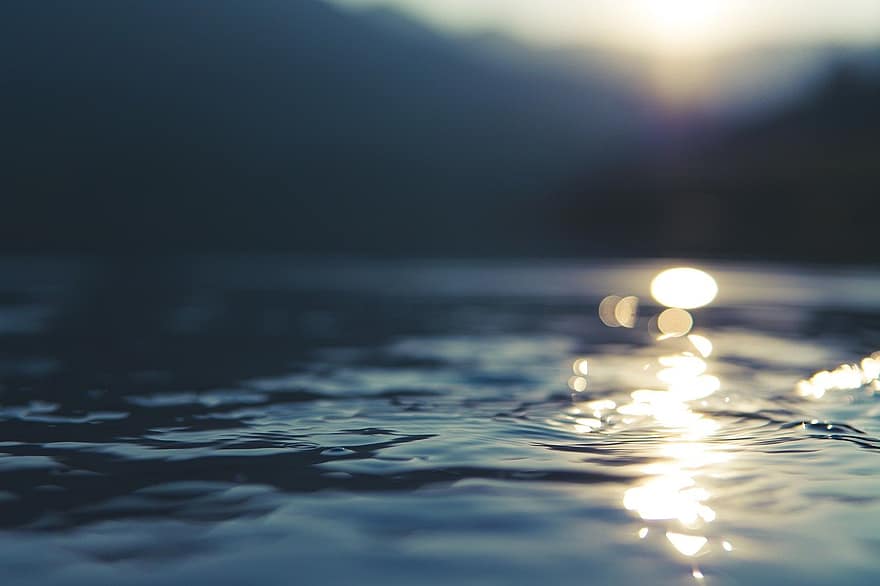aigua, llum solar, reflexió, estiu, onada, posta de sol, blau, fons, escena tranquil·la, sol, superfície de l'aigua
