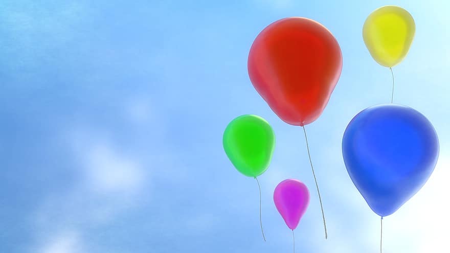 balon, renk, kutlama, arka fon, 3 boyutlu