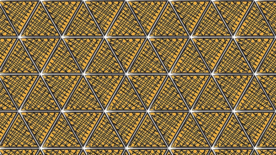patroon, meetkundig, krabbels, driehoeken, zwart, oranje, modern, achtergronden, abstract, geometrische vorm, ontwerp