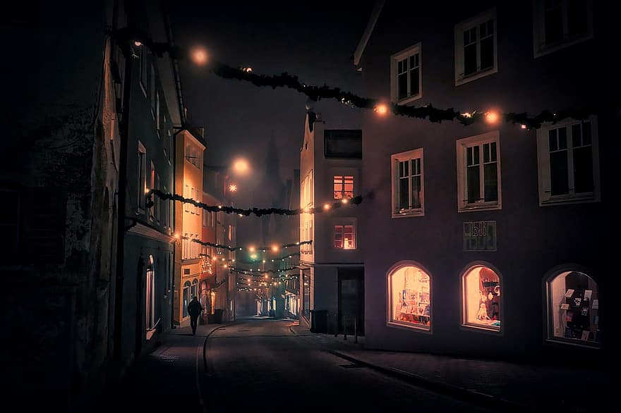 Pedestrian, Alley, Eve, Winter, Advent, Christmas Time, Decoration, Historic Center