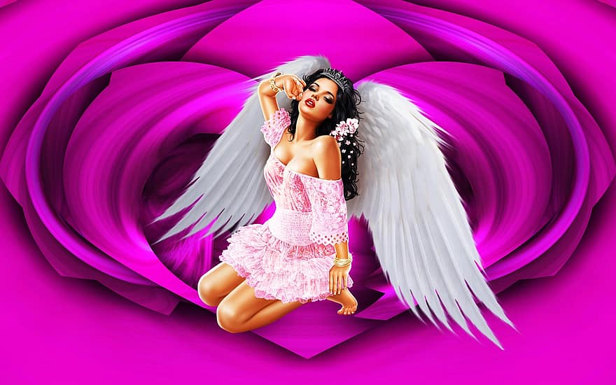 Background, Angel, Colorful, Fantasy, Wings, Angel Wings, Female, Woman, Character, Avatar, Digital Art