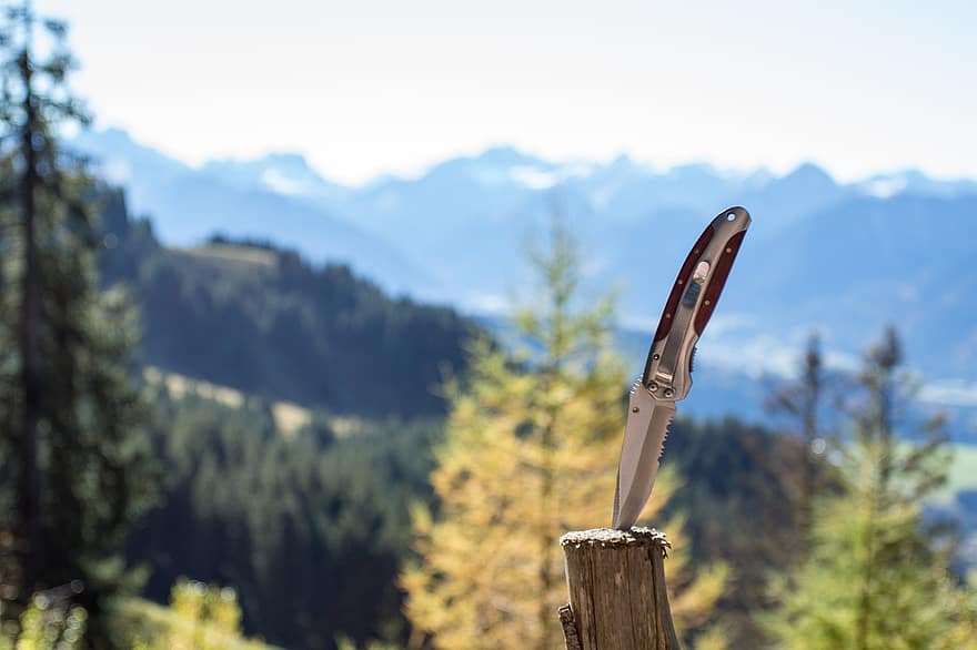 cuchillo, el maletero, Iniciar sesión, alpino, excursionismo, montañas, naturaleza, paisaje, Austria, baviera, Tirol
