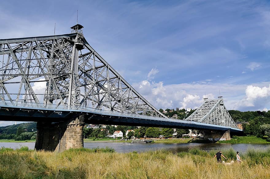 Ponte Loschwitz, meraviglia blu, Dresda, Germania, Loschwitz, Elba, punto di riferimento, Sassonia, ponte, posto famoso, architettura