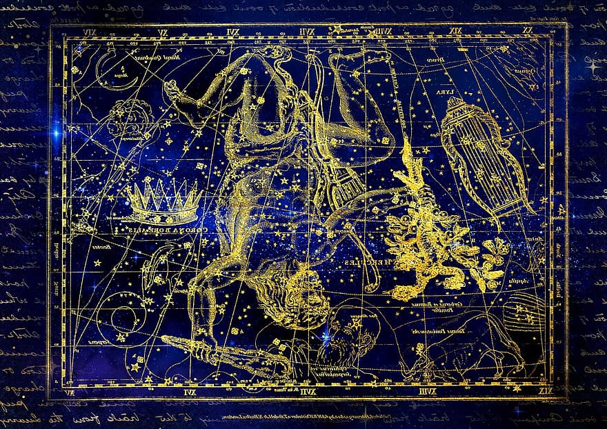 sterrenbeeld, Hercules, lier, kroon, hemel, sterrenhemel, Alexander Jamieson, groet, Sterren Atlas, horoscoop, astrologie