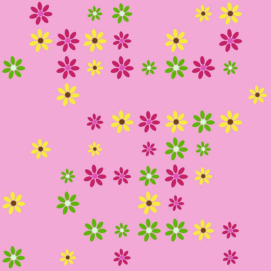 květiny, vzor, bezešvý, pěkný, barvitý, Růžový vzor