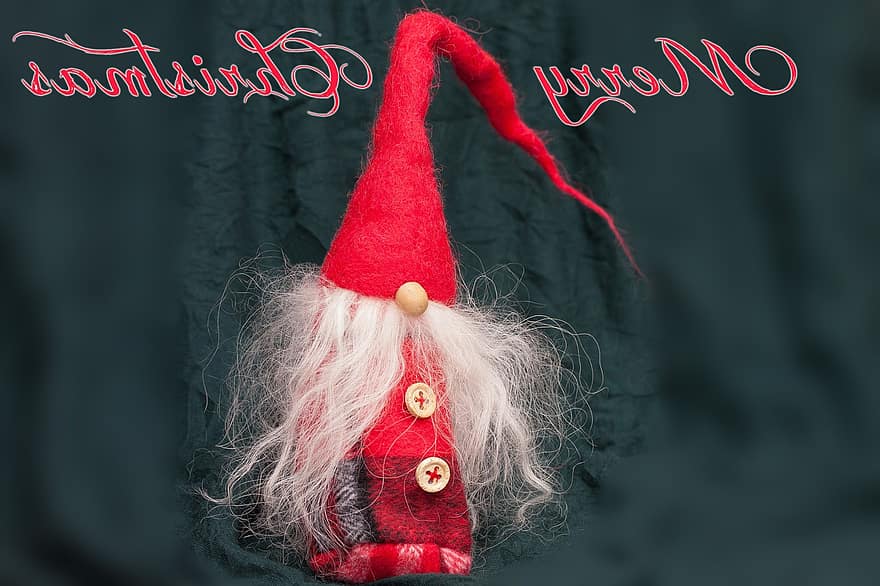 dverg, gnome, håndarbeid, Jule dekorasjoner, dekorasjon, rød, knapper, sydd, bart, jul, jule tid
