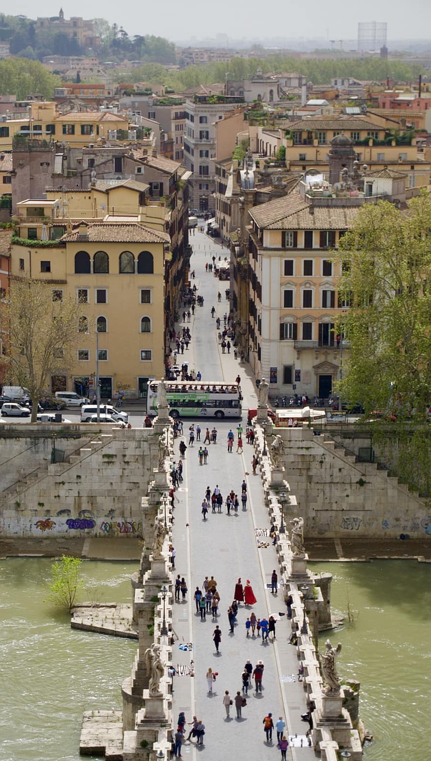 Rzym, Włochy, most, rzeka, historyczny, turystyka, podróżować