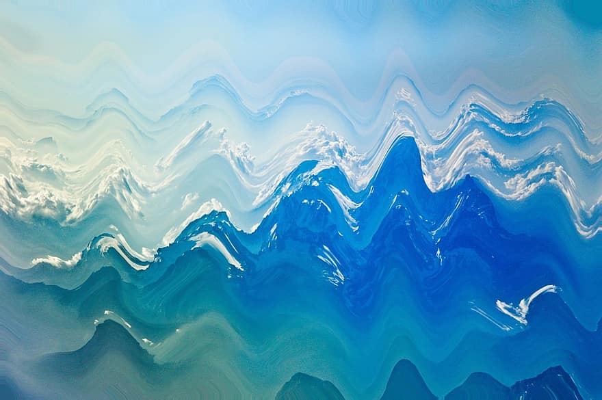 bølge, mønster, struktur, baggrund, blå