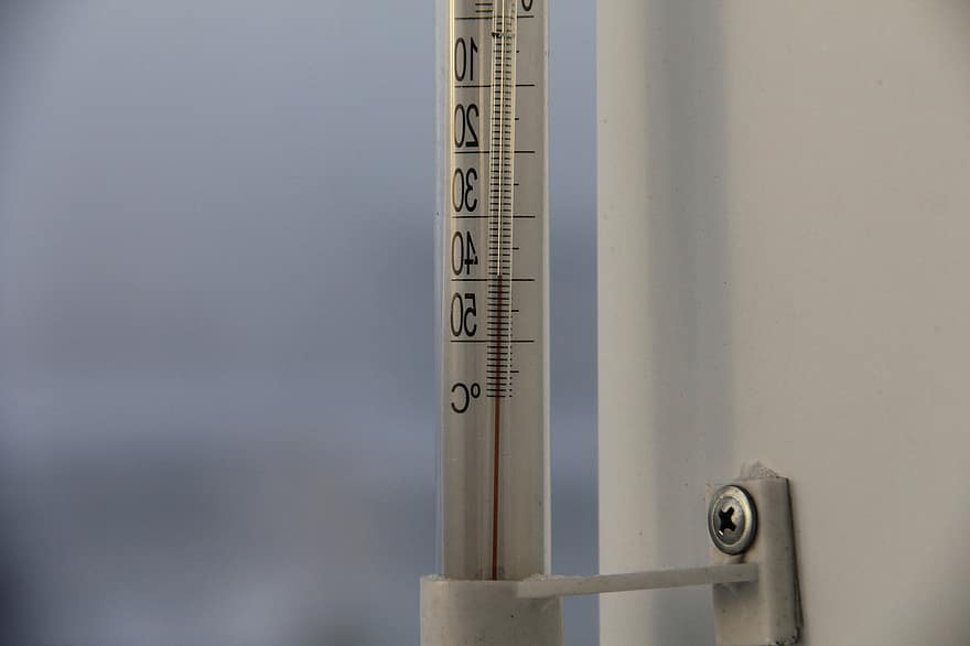 termómetro, temperatura, equipo, medición, escarcha, frío, hielo, calle