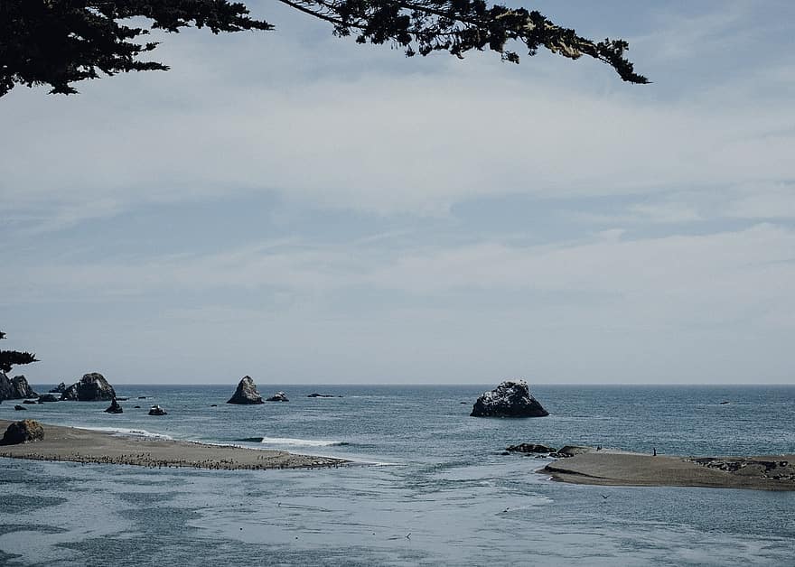 pacífic, Costa, platja, mar, sorra, aigua, oceà, Califòrnia, EUA, rock