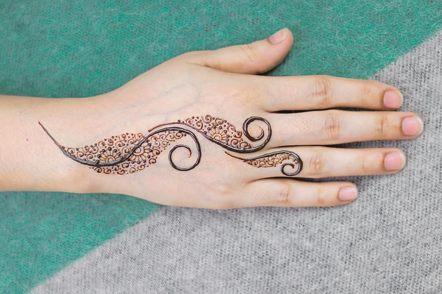 Nainen, kaunis, tausta, tyttö, maali-, sormi, intialainen, tatuointi, henna, muoti, perinteinen