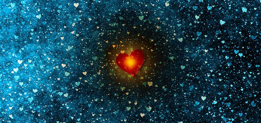 corazón, universo, centrar, amor, galaxia, mundo, estrella, cielo, día de San Valentín, romance