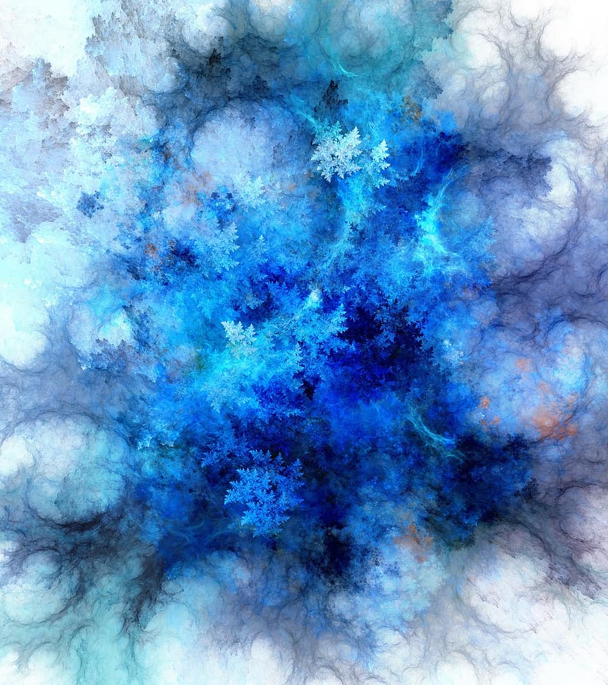 congeladas, abstrato, azul, fractal, legal, renderizar, ártico, Claro, clima, frio, cristal