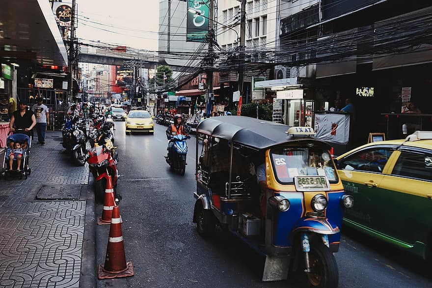 Vehicle, Tuktuk, Taxi, Traffic, Transport, Road, Tourism, Motorcycle, Tricycle, Travel, Asia