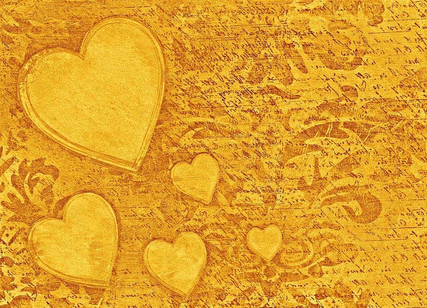Fond de coeur d'or, fond d'or, cœurs, Valentin, La Saint Valentin, cœur, coeur d'or, or, d'or, Saint Valentin