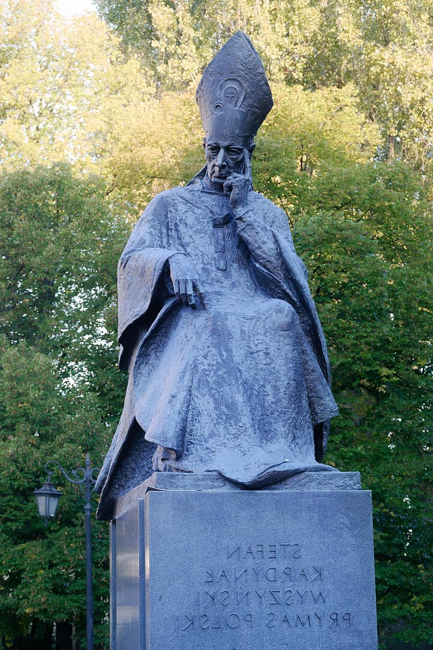 estàtua, monument, Cardenal Stefan Wyszyński, escultura, art, religió, cardenal, lloc famós, història, arquitectura, cultures