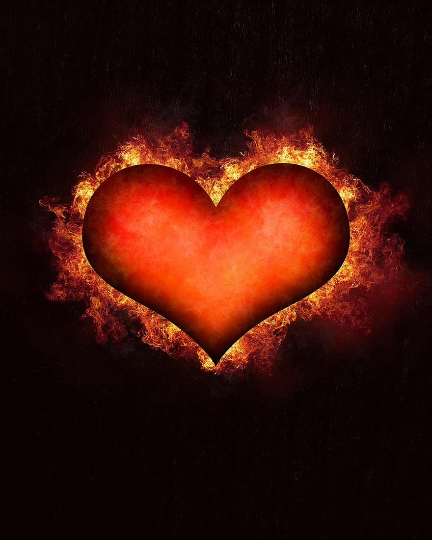 cinta, api, panas, cahaya, percintaan, romantis, merah, valentine, membakar, jantung, nafsu