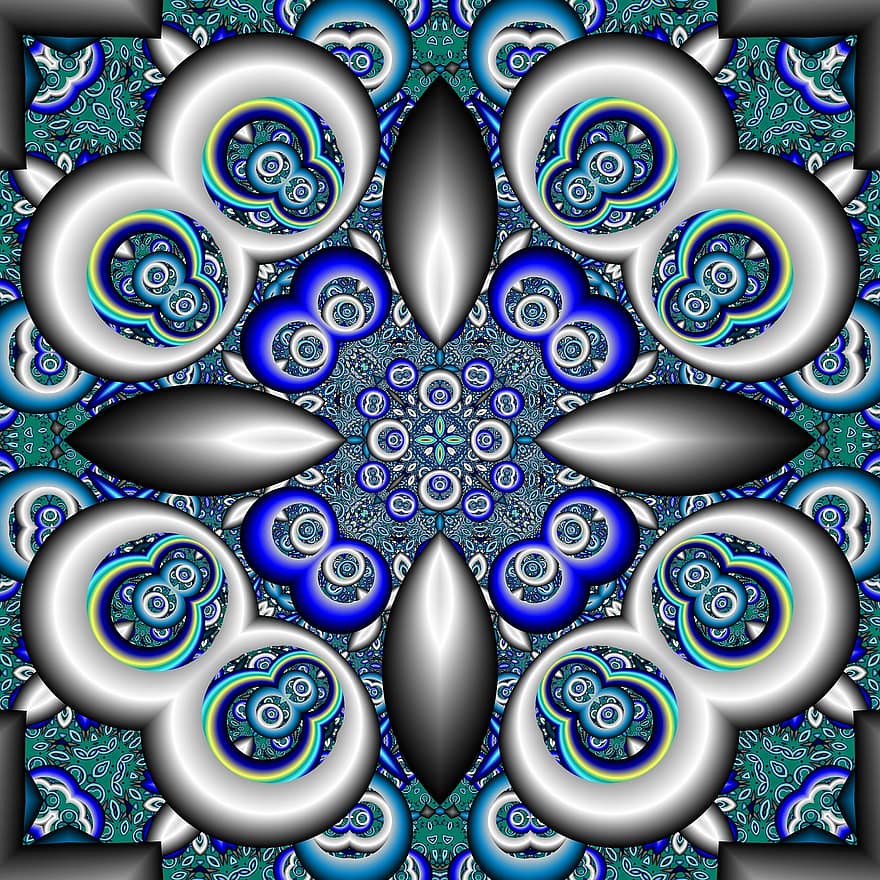 fractal, kathedraal, patroon, mozaïek-, venster, glas