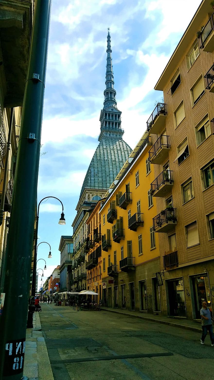Italië, stad, downtown, weg, mol antonelliana, turijn, architectuur