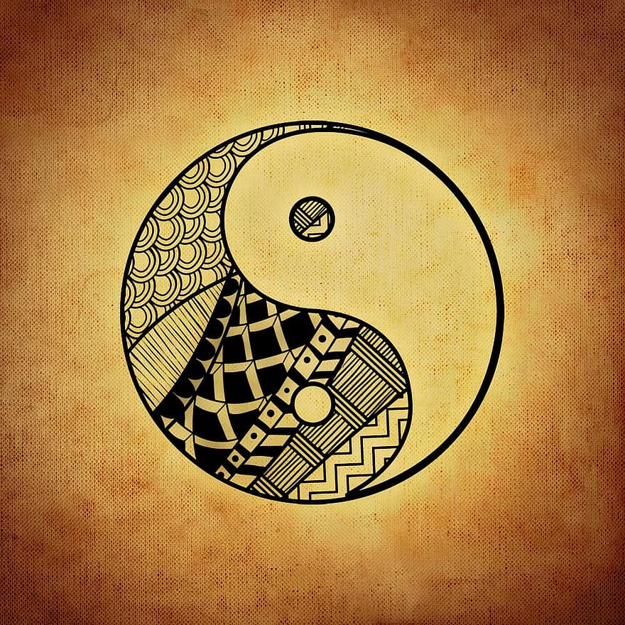 Yin și yang, echivalent, supliment, adauga la, complet, chinez, Asia, simbol