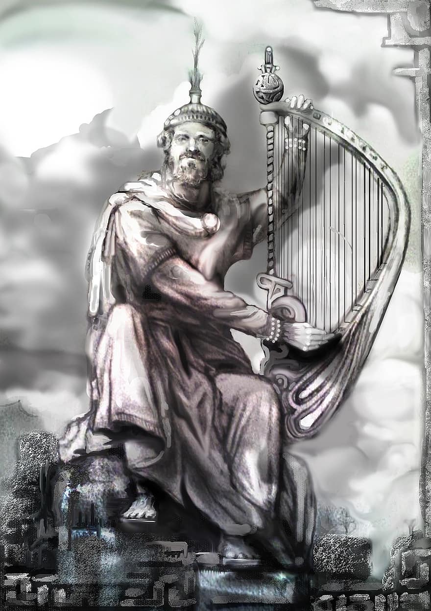 harfa hráč, Starověká harfa, struny, umělec, hra, film, Šedý film, Šedá hra