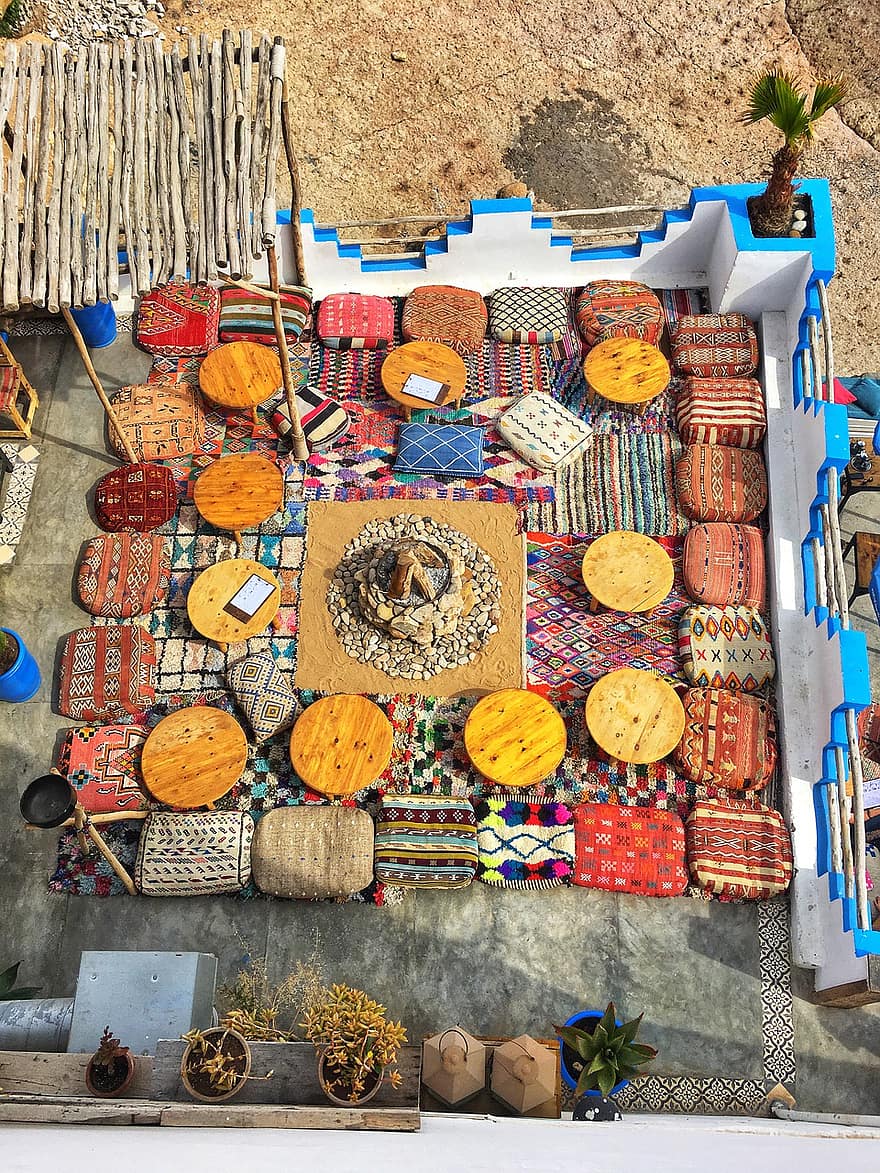Marrocos, Almofadas Tradicionais, telhado
