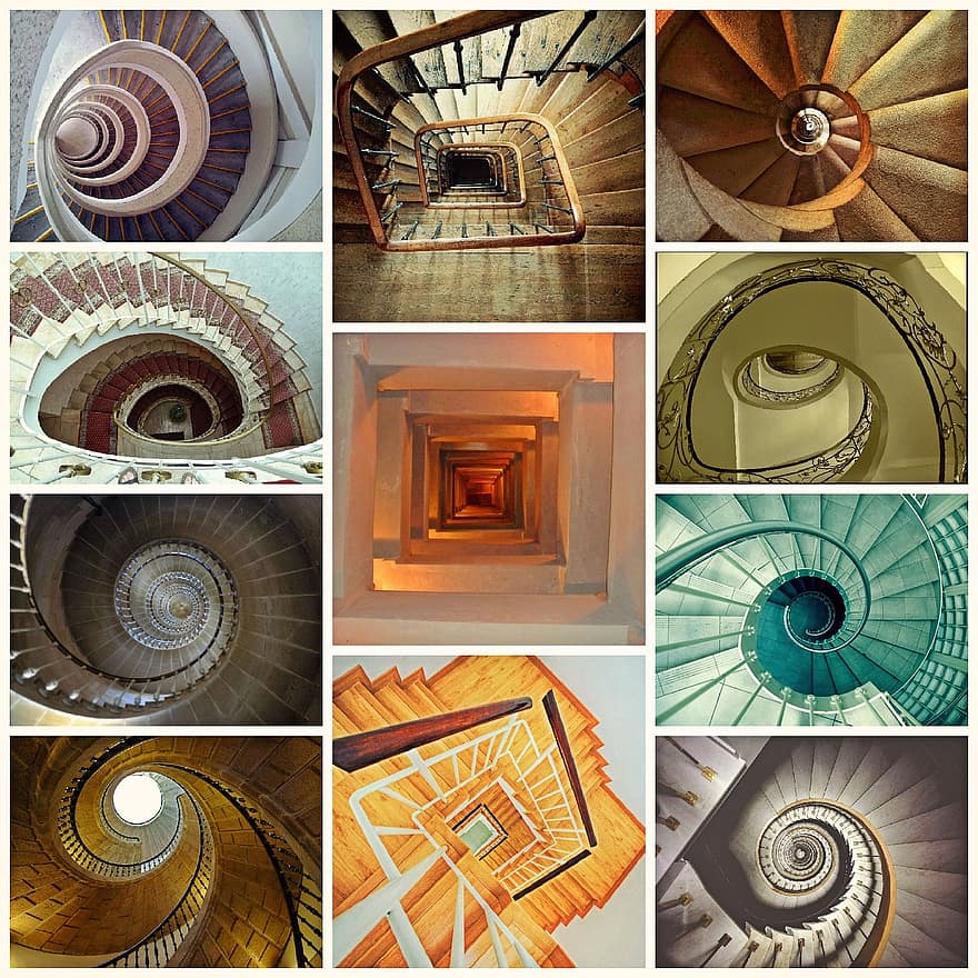 tangga, tangga spiral, Arsitektur, anak tangga, pagar, bertahap, desain interior, siput, naik, spiral, struktur