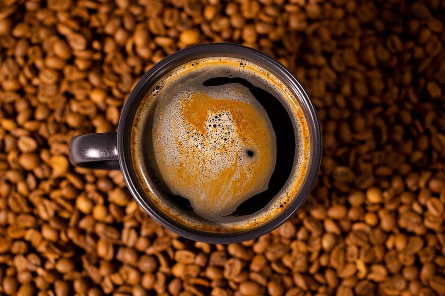 kaffe, koffein, drikke, tæt på, friskhed, baggrunde, varme, temperatur, cappuccino, kaffekop, mad