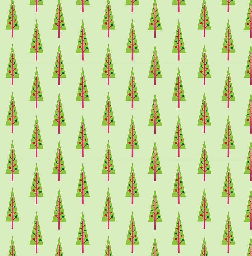 クリスマス、木、クリスマスツリー、緑、バックグラウンド、ピンク、現代の、壁紙、紙、包装紙、アート