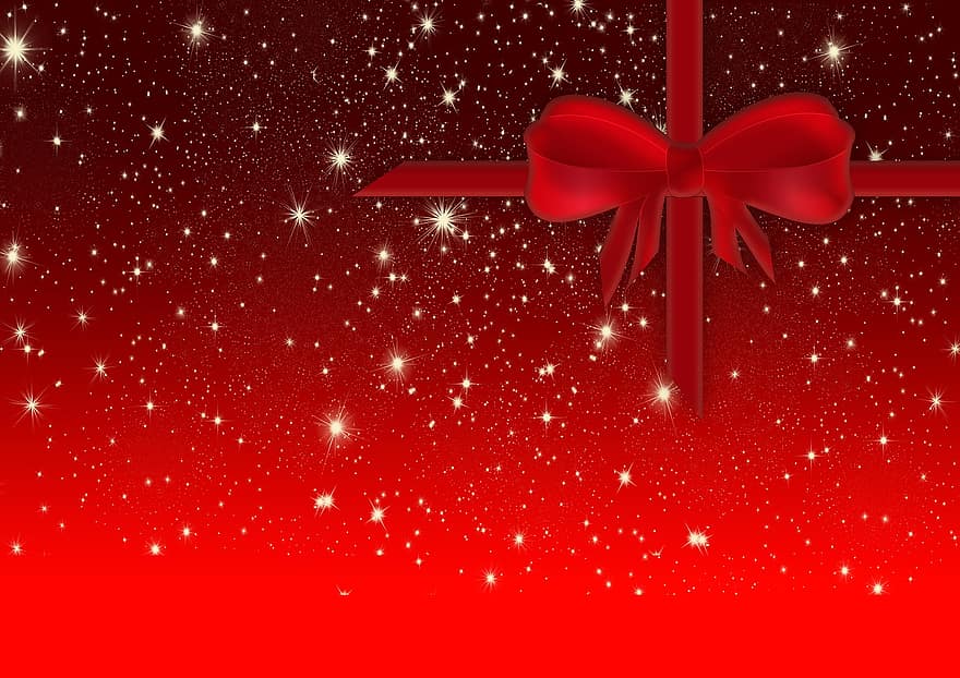 cadeau, coupon, carte cadeau, rouge, Noël, étoile, lumière, avènement, boucle, ruban cadeau, cadeau décoration