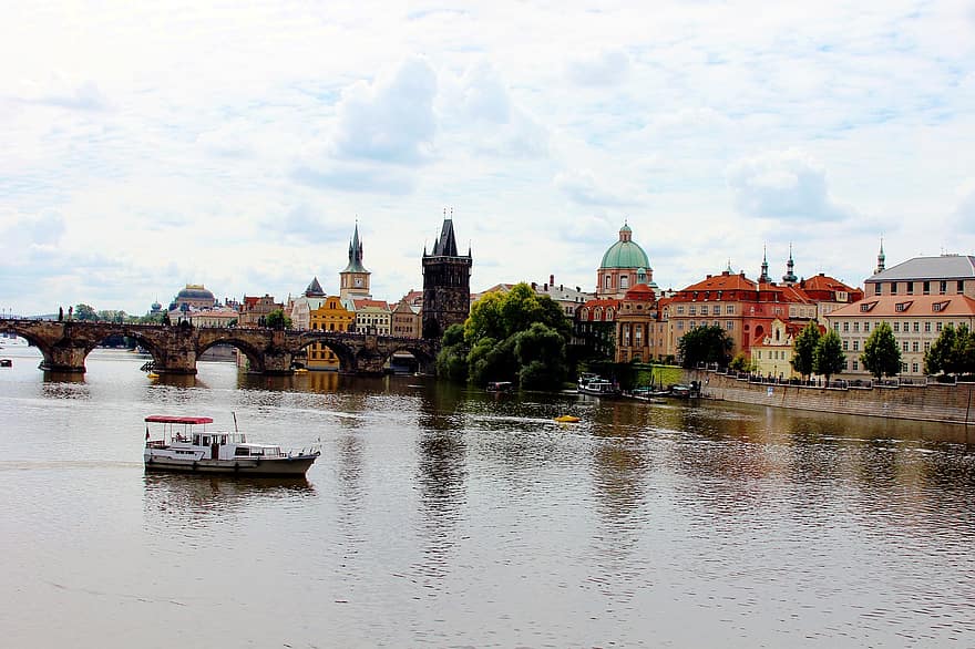 charles híd, kastély, időjárás, Prága, Cseh Köztársaság, vakáció, víz, folyam, idegenforgalom, város, Európa