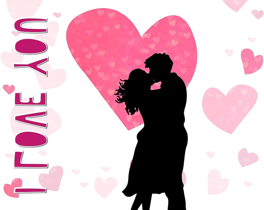 dia de Sant Valentí, targeta de felicitació, parella, amor, romanç, vector, dones, il·lustració, forma del cor, homes, casament