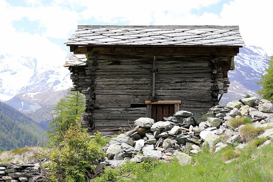 wallis, Zermatt, kenaikan, swiss, tongkat sihir, gunung, pondok