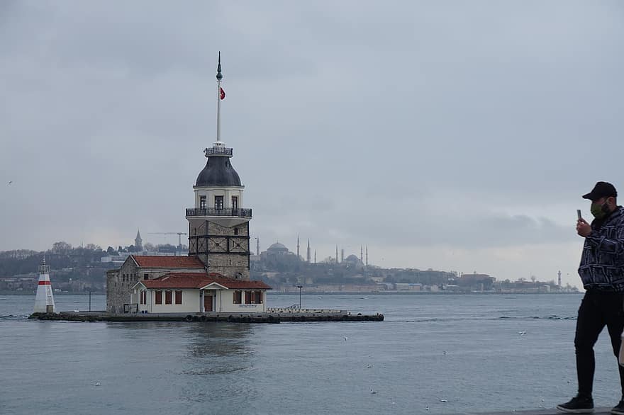 torre, Torre de Maiden, mar, Estanbul, üsküdar, arquitectónico, marmara